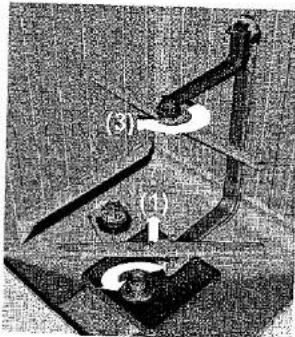 Mechanical device with labeled parts (1) and (3), no visible text or symbols