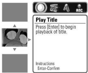 Play Title Press [Enter] to begin playback of title. Instructions Enter-Confirm