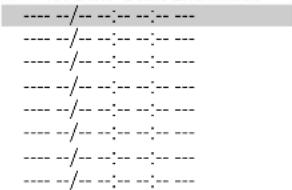 Image showing a row of identical horizontal lines with dash patterns, possibly representing a diagram or layout.
