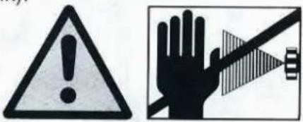 Warning sign with exclamation mark and hand holding a warning triangle