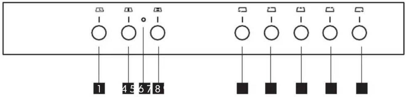 graph TD A[" "] --> B["1"] C[" "] --> D["45"] E[" "] --> F["67"] G[" "] --> H["8"]