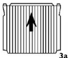Simple line drawing of a rectangular container with vertical slats and an upward arrow, labeled '3a' at bottom (no text or symbols on diagram)