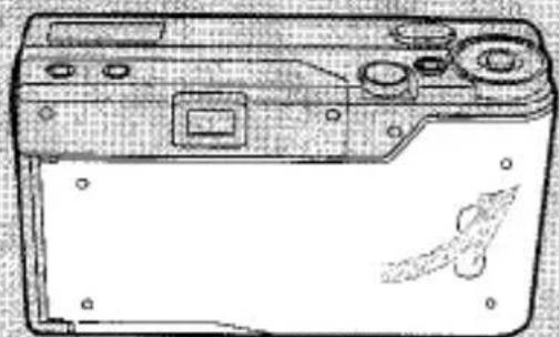Dessin au trait d'un panneau de boîtier d'appareil photo sans texte ni symboles