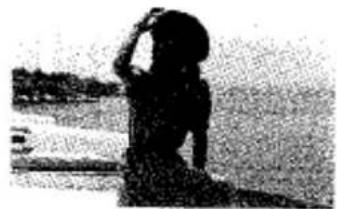 Silhouette d'une personne debout à l'extérieur près d'une rambarde (sans texte ni symbole visible).