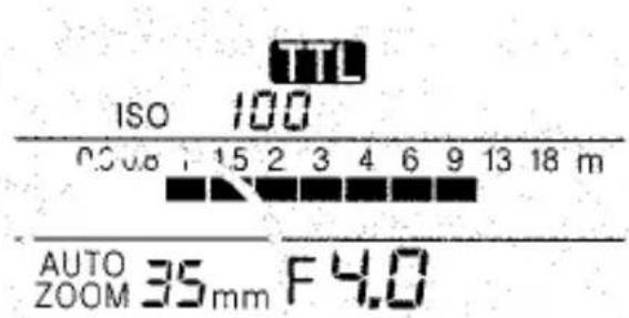 TTL ISO 100 0.5 u.o 1.5 2 3 4 6 9 13 18 m AUTO ZOOM 35mm F4.0