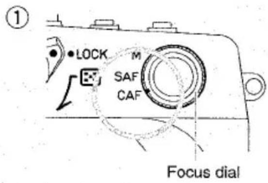 ① LOCK SAF CAF M Focus dial