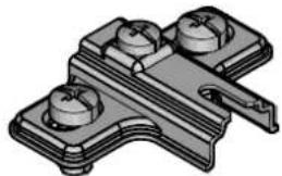 3D rendering of a mechanical clamp or bracket component (no text or symbols visible)