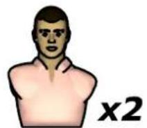 Illustration of a human torso with sunglasses and the label 'x2' (no other text or symbols)