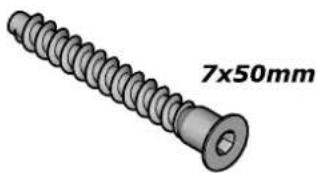 3D rendered image of a screw with a 7x50mm specification label (no other text or symbols)