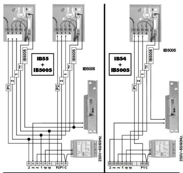IB55 + IB5005 IB5005 P1 2 1 P2 2 1 230V-50/60Hz IB54 + IB5005 IB5005 P1 2 1 230V-50/60Hz 2 ~ ~ 1 ≈ ≈ P2P1C P1C