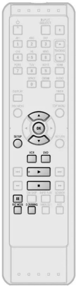 INPUT SELECT AV: 1 2 3 OHI 4 5 6 TUR 7 8 9 SPACE 0 TIME CNC MENU OK TDF MENU SETUP VCR DVD OK ■ ON SHIP RAMP RUN SEARCH REC MODE DUBBING INRER SET WDC