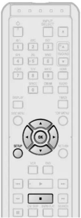 INPUT SELECT ABC DEF 1 2 3 GHI JKL MNO 4 5 6 PQRS TUV WXYZ 7 8 9 SPACE CLEAR AUDIO 0 DISPLAY TIMER DISC MENU TOP MENU SETUP OK RETURN VCR DVD OK OK SUP RAMP PLAY SEARCH