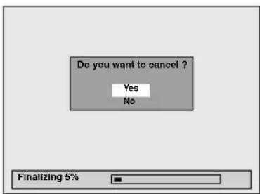 Do you want to cancel? Yes No Finalizing 5%