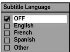 Subtitle Language OFF English French Spanish Other