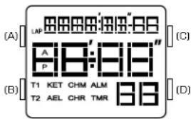 (A) LAP A P B T1 KET CHM ALM T2 AEL CHR TMR (B) (C) (D)