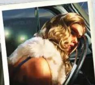 Close-up of a person with blonde hair wearing a white fur coat, seated in a car.
