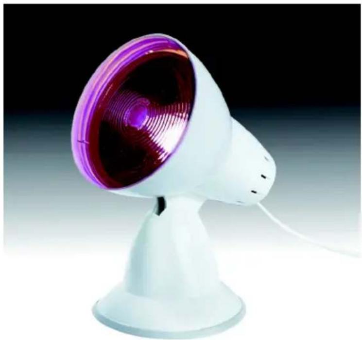 White desk lamp with purple ambient light and a red-lit head, displayed against a black background (no text or symbols visible)