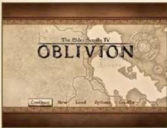 The Elder Scrolls IV: Oblivion Continue New Game Load Options Create