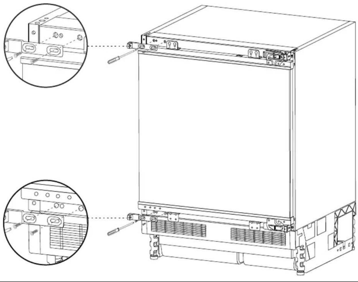 Technical line drawing of a server rack unit with internal components and mounting hardware (no text or symbols)
