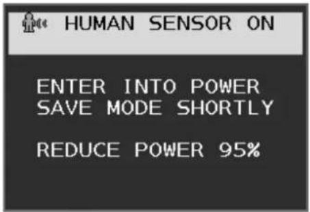 HUMAN SENSOR ON ENTER INTO POWER SAVE MODE SHORTLY REDUCE POWER 95%