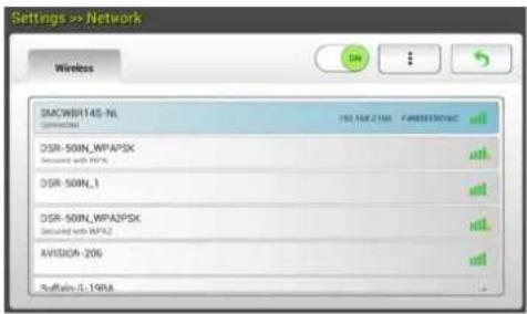 Settings >> Network Wireless MACROW145-NL OSR-50IN_WPAPSK Secured with MPVL2 DSR-50IN_1 DSR-50IN_WPAP3PSK Secured with MPVL2 AVISION-206 Buffalo-0.198A