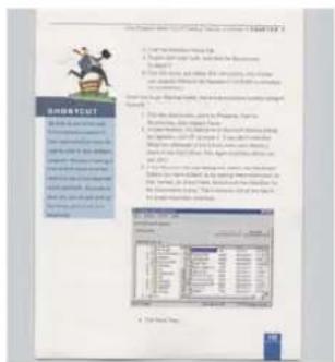 Scanned document page with Chinese text, a diagram of a person holding a book, and an embedded table showing a list of items.