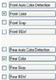 Front Auto Color Detection ✓ Front Color □ Front Gray □ Front B&W □ Rear Auto Color Detection ✓ Rear Color □ Rear Gray □ Rear B&W