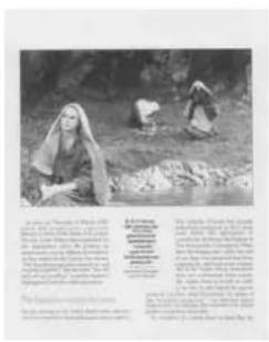 Scanned page from a book featuring two black-and-white photos of people in natural setting, with Chinese text describing the scene.