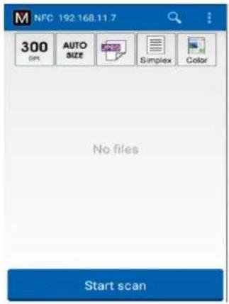 M NFC 192.168.11.7 300 AUTO DP SIZE Simplex Color No files Start scan
