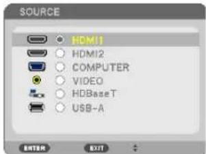 SOURCE HDMI1 HDMI2 COMPUTER VIDEO HDBaseT USB-A