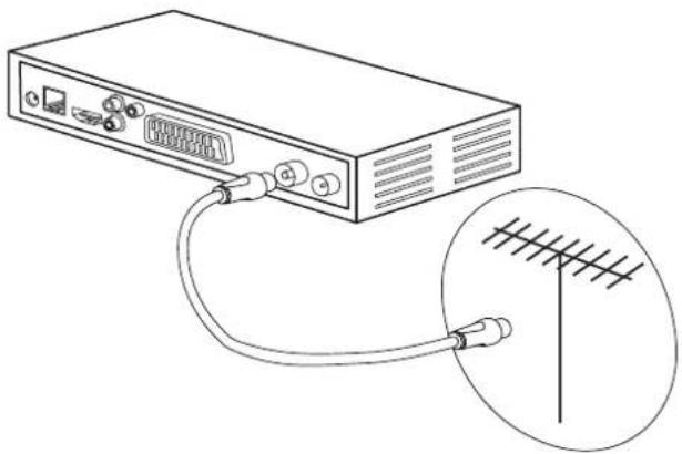 Line drawing of a server rack connected to a cable with an antenna, showing a close-up of the cable (no text or symbols present)