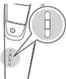Diagram showing a device with labeled components and a magnified view of a vertical bar symbol