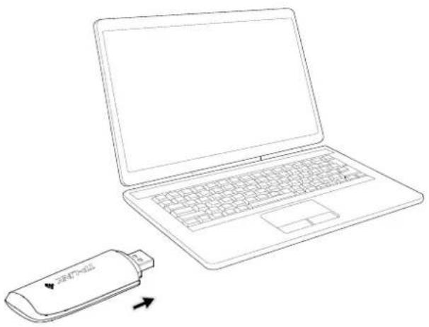 Line drawing of a laptop and a USB flash unit (no text or symbols)