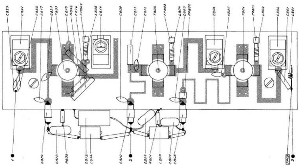 Technical schematic diagram of an electrical or mechanical device with labeled components and connections