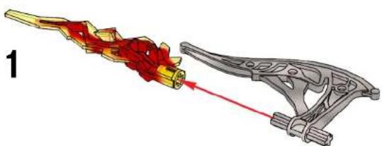 Illustration of a mechanical tool interacting with a clamping device (no text or symbols present)