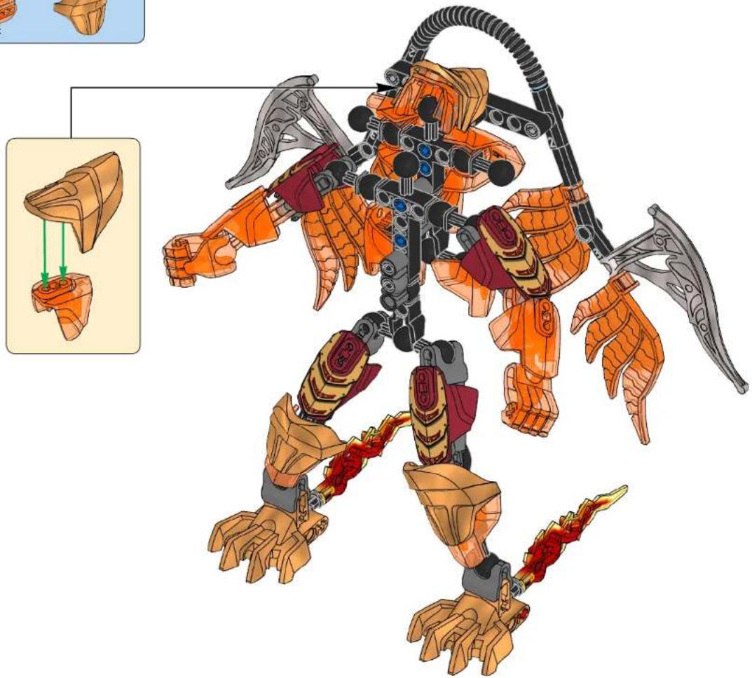 Illustration of a robotic skeleton with orange and gray components, accompanied by a close-up inset showing a mechanical component (no text or symbols present)