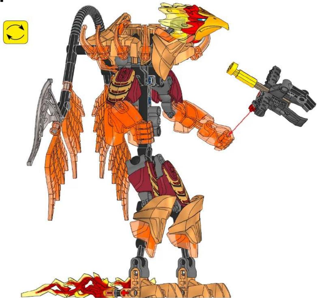 Illustration of a fantasy armored robot with orange and yellow armor, holding a weapon and a shield (no text or symbols)