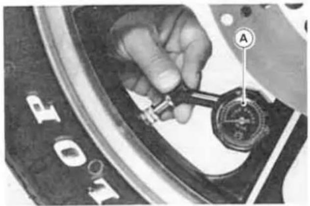 Close-up of a hand adjusting a mechanical component with a labeled section (A), no readable text or symbols present.