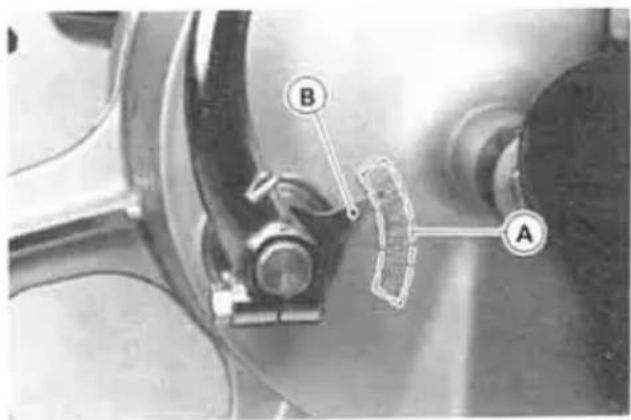 Technical diagram of a mechanical assembly with labeled parts A and B, likely for engineering or manufacturing documentation.