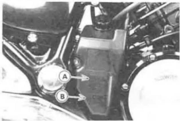 Close-up of a mechanical component with labeled parts A and B (no readable text or symbols beyond labels)