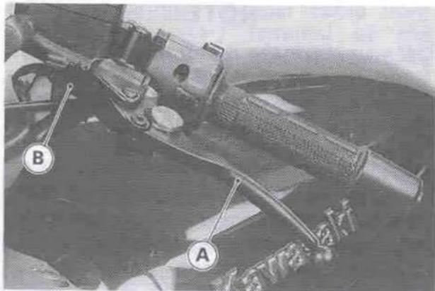 Labeled mechanical device image showing components A and B with annotations