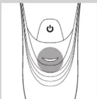 Diagram of a curved structure with a central circular element and a power button, no text or symbols present