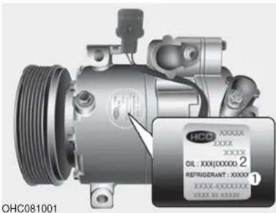 HCO OIL : XXXIXXXXXX 2 REFRIGERANT : XXXIX 1 OHC081001
