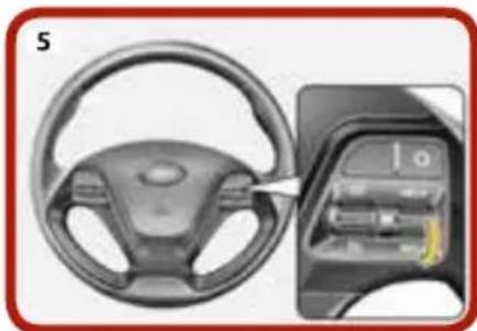 Interior view of a car steering wheel and dashboard (no text or symbols visible)