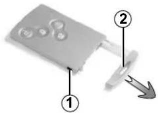 Diagram showing a device component with labeled parts ① and ②, and an arrow indicating direction.