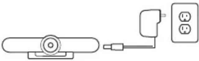 Simple line drawing of a remote control unit connected to an electrical outlet (no text or symbols)
