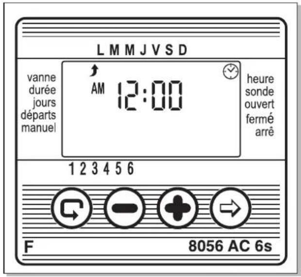 L M M J V S D vanne durée jours départs manuel ↑ AM 12:00 heure sonde ouvert fermé arrê 1 2 3 4 5 6 F 8056 AC 6s