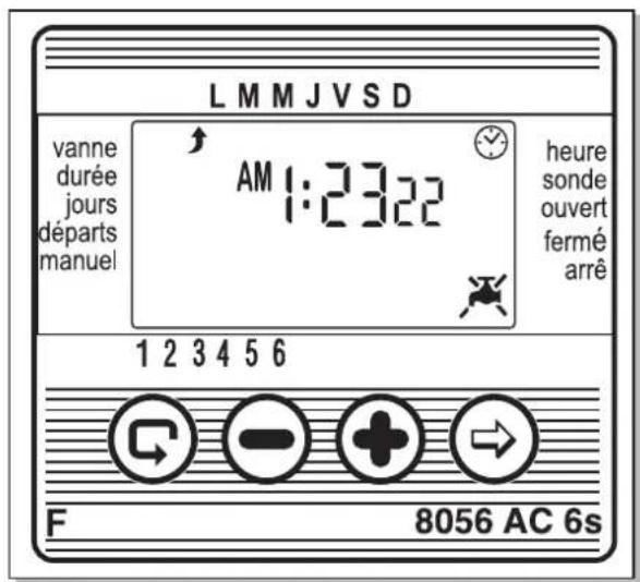 L M M J V S D vanne durée jours départs manuel AM 1:2322 heure sonde ouvert fermé arrê 1 2 3 4 5 6 F 8056 AC 6s