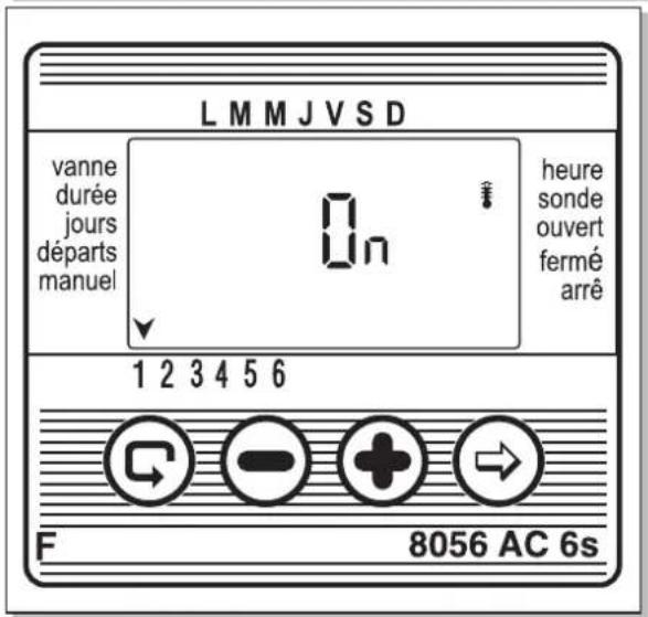 LMMJVSD vanne durée jours départs manuel 0n heure sonde ouvert fermé arrê 1 2 3 4 5 6 F 8056 AC 6s