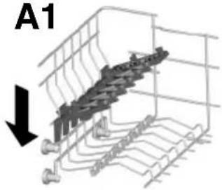 Mechanical assembly diagram showing a cage-like structure with a downward arrow and label A1 (no text or symbols on the diagram itself)